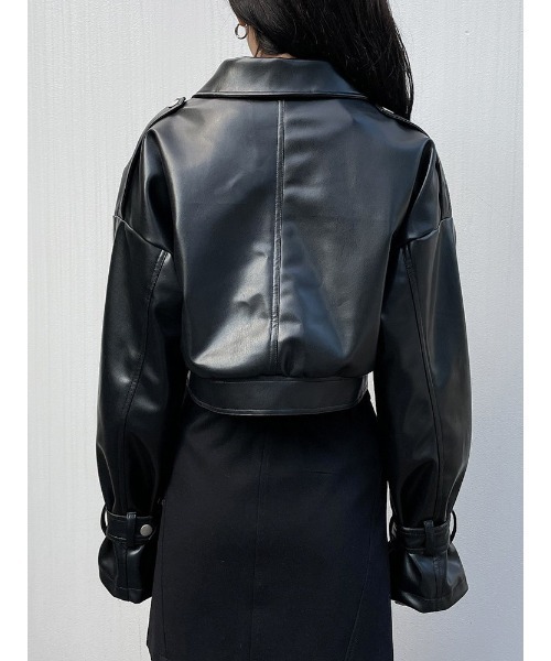 ENVYM（アンビー）の「ドロップショルダーフェイクレザーＪＫ（その他アウター・レディース・ブラック・FREE）」の11枚目の写真