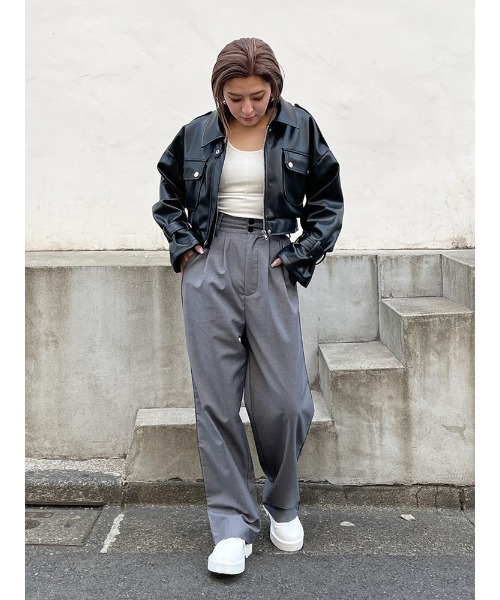 ENVYM（アンビー）の「ドロップショルダーフェイクレザーＪＫ（その他アウター・レディース・ブラック・FREE）」の22枚目の写真