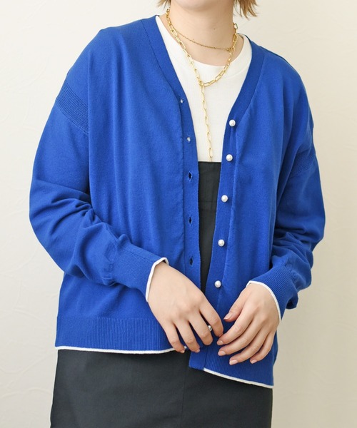 palm RICHE（ポームリシュ）の「パールニットカーデ　ウォッシャブルニット（カーディガン/ボレロ・レディース・ブラック/オレンジ/ブルー/グリーン・M）」の18枚目の写真
