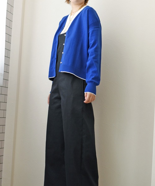 palm RICHE（ポームリシュ）の「パールニットカーデ　ウォッシャブルニット（カーディガン/ボレロ・レディース・ブラック/オレンジ/ブルー/グリーン・M）」の21枚目の写真