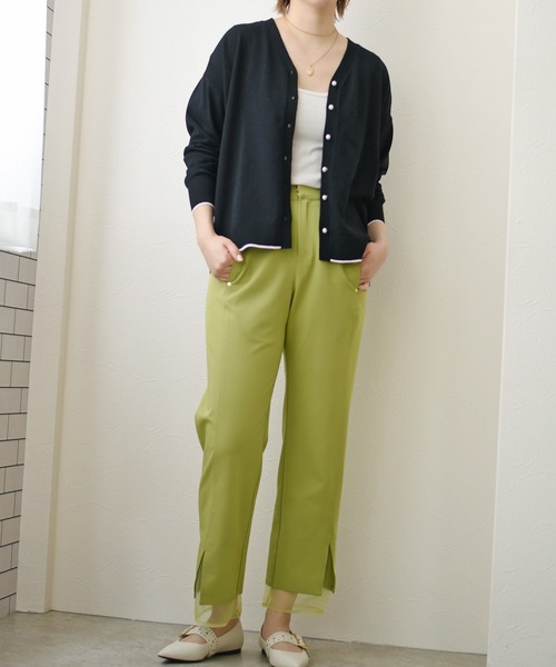 palm RICHE（ポームリシュ）の「パールニットカーデ　ウォッシャブルニット（カーディガン/ボレロ・レディース・ブラック/オレンジ/ブルー/グリーン・M）」の6枚目の写真