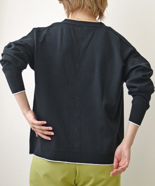 palm RICHE（ポームリシュ）の「パールニットカーデ　ウォッシャブルニット（カーディガン/ボレロ・レディース・ブラック/オレンジ/ブルー/グリーン・M）」の11枚目の写真