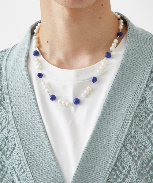 LiNoH(リノー)の「PEARL×NATURAL STONE NECKLACE(ネックレス・メンズ・ブルー/グリーン・FREE)」の16枚目の写真