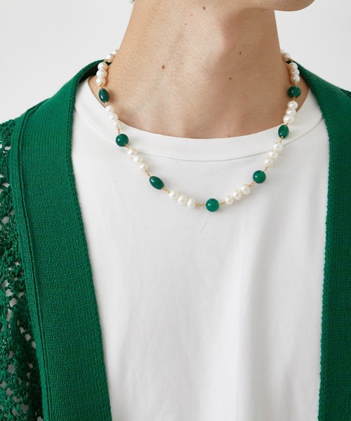 LiNoH(リノー)の「PEARL×NATURAL STONE NECKLACE(ネックレス・メンズ・ブルー/グリーン・FREE)」の17枚目の写真