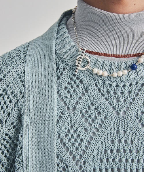 LiNoH(リノー)の「PEARL×NATURAL STONE NECKLACE(ネックレス・メンズ・ブルー/グリーン・FREE)」の20枚目の写真