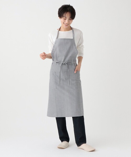 セール】ストライプ先染めワンピースエプロン（エプロン）｜Afternoon