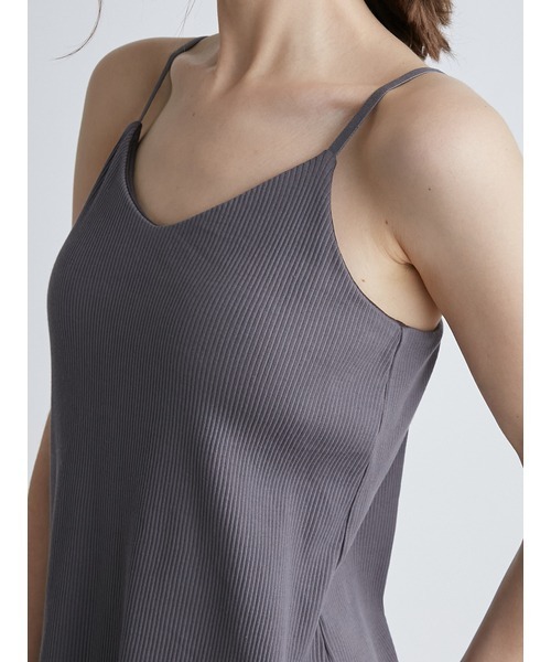 gelato pique(ジェラートピケ)の「【BASIC】カップ付きリブキャミ(キャミソール・レディース・オフホワイト/ダークグレー・FREE)」の3枚目の写真
