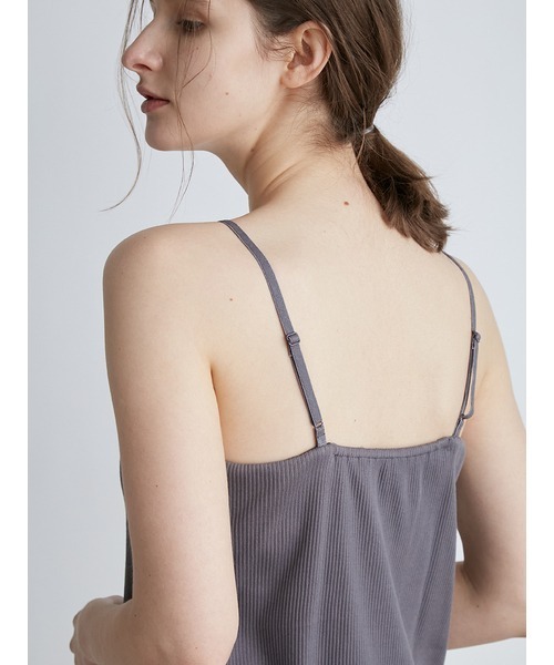 gelato pique(ジェラートピケ)の「【BASIC】カップ付きリブキャミ(キャミソール・レディース・オフホワイト/ダークグレー・FREE)」の7枚目の写真