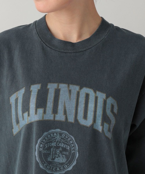 UNIVERSAL OVERALL(ユニバーサルオーバーオール)の「Curensology(カレンソロジー)/【UNIVERSAL OVERALL】別注ロゴTシャツ(Tシャツ/カットソー・レディース・チャコールグレー/グリーン/チャコール/パープル・FREE)」の8枚目の写真