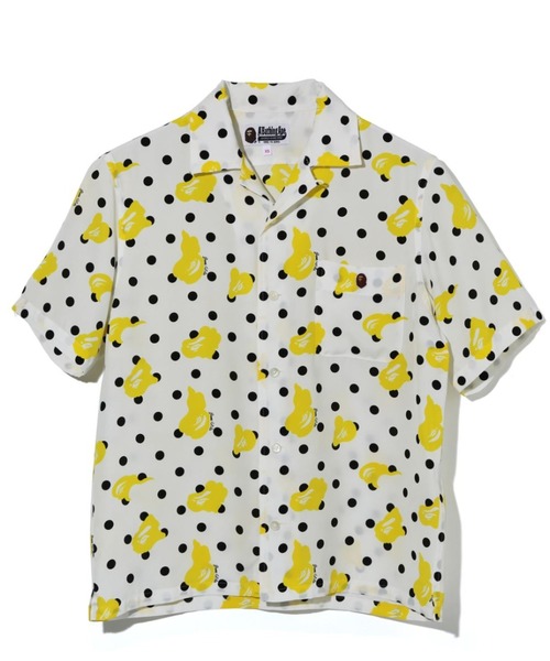 A BATHING APE(アベイシングエイプ)の「BAPE DOT OPEN COLLAR S/S SHIRT L(シャツ/ブラウス・レディース・ホワイト/ブラック・SMALL/X-SMALL)」の2枚目の写真