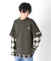 GLAZOS | 天竺・チェックシャツレイヤード長袖Ｔシャツ(Tシャツ/カットソー)