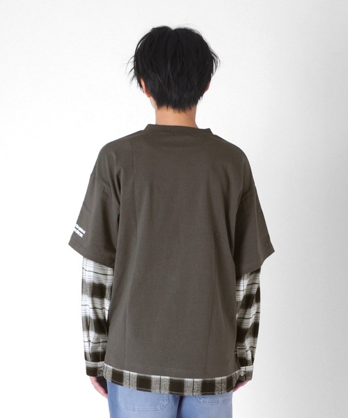 GLAZOS(グラソス)の「天竺・チェックシャツレイヤード長袖Tシャツ(Tシャツ/カットソー・キッズ・ホワイト/チャコールグレー・130cm/140cm/150cm/160cm/170cm)」の9枚目の写真