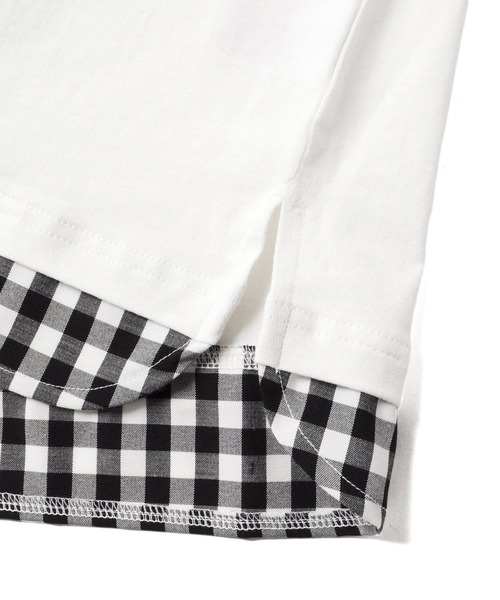 GLAZOS(グラソス)の「天竺・チェックシャツレイヤード長袖Tシャツ(Tシャツ/カットソー・キッズ・ホワイト/チャコールグレー・130cm/140cm/150cm/160cm/170cm)」の6枚目の写真