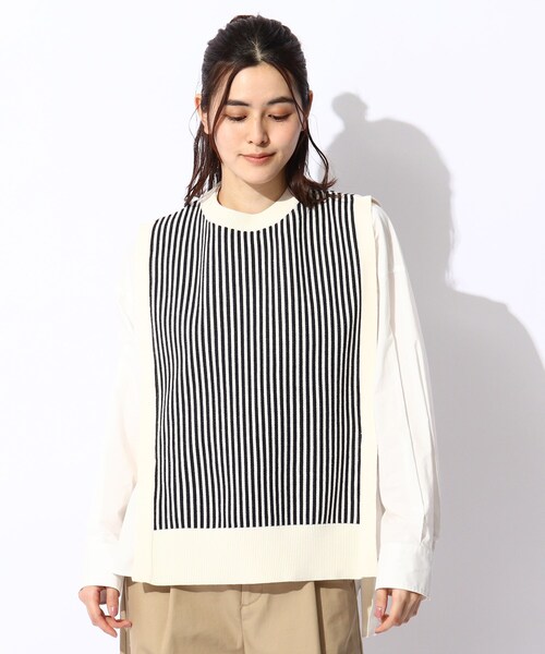 THE SHOP TK (ザ ショップ ティーケー )の「◆ストライプニットベスト(ベスト・レディース・ベージュ系2/ネイビー系2・12/13)」の5枚目の写真