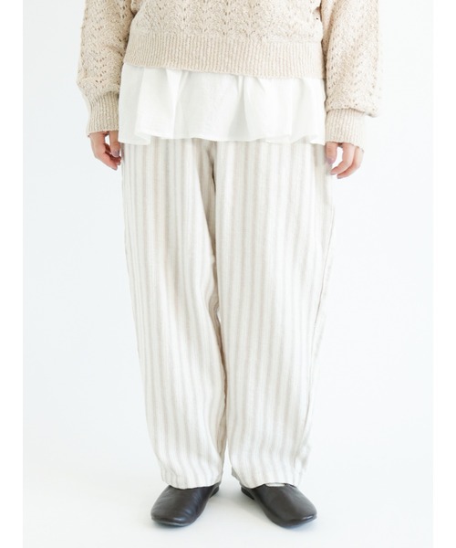 Samansa Mos2（サマンサ モスモス）の「麻綿ドビー織りパンツ（その他パンツ・レディース・ブラック/ベージュ/オフホワイト/ブルー・ﾌﾘ-）」の2枚目の写真