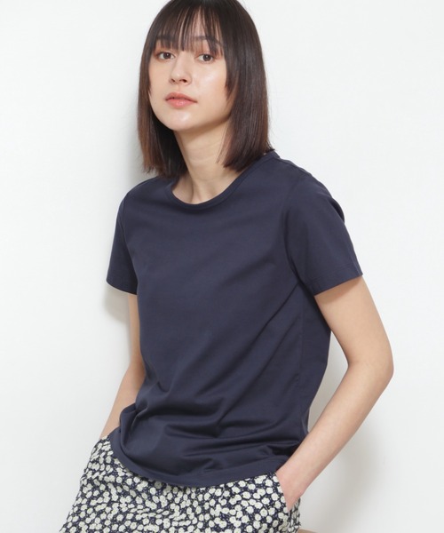 human woman（ヒューマンウーマン）の「◆オーガニック綿天竺半袖Ｔシャツ（Tシャツ/カットソー・レディース・ホワイト/ネイビー/グレー・MEDIUM/LARGE）」の3枚目の写真