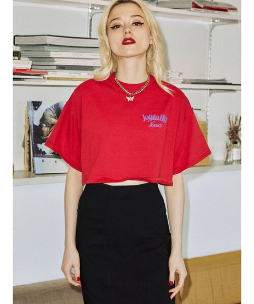 jouetie(ジュエティ)の「フラワークロップド Tシャツ(Tシャツ/カットソー・レディース・アイボリー/ブラック/レッド・MEDIUM)」の14枚目の写真