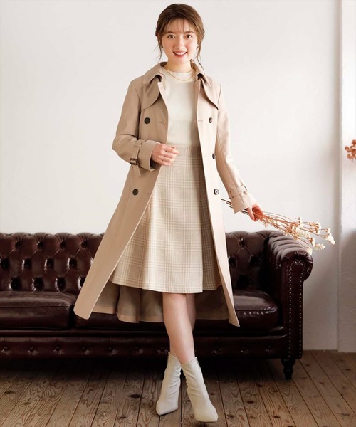 SWINGLE（スウィングル）の「【日本製】ＴＲスラブチェックフレアスカート（スカート・レディース・ブラック系その他/ベージュ系その他・SMALL/MEDIUM）」の4枚目の写真