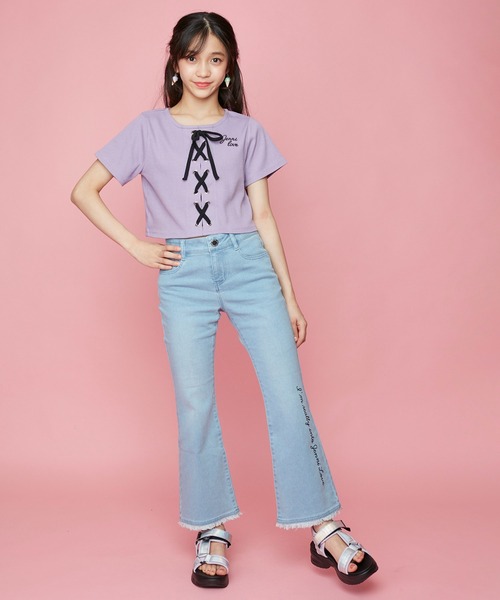 JENNI love（ジェニィラブ）の「カットオフフレアデニムパンツ（デニム