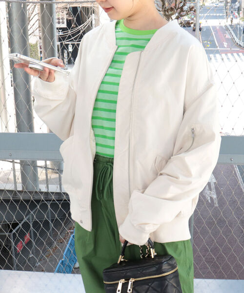 fredy repit（フレディレピ）の「MA1　ビッグシルエット ブルゾン（MA-1・レディース・ネイビー/カーキ/アイボリー・38）」の9枚目の写真