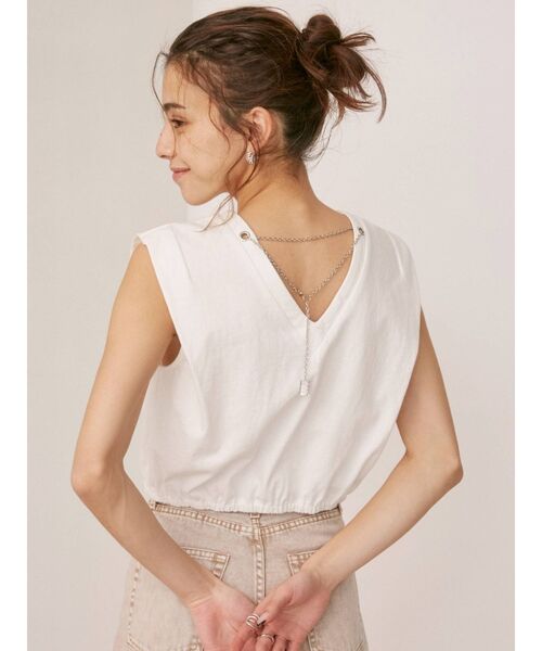 EVRIS(エヴリス)の「バックチェーンモチーフトップス(Tシャツ/カットソー・レディース・ホワイト/ブラック・FREE)」の11枚目の写真