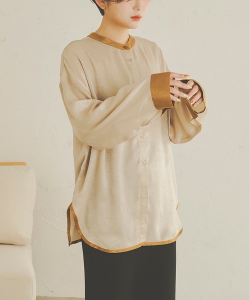Ambre Neige（アンブルネージュ）の「ヴィンテージサテンシャツ／【WEB/EC限定商品】（シャツ/ブラウス・レディース・アイボリー/マスタード・FREE）」の2枚目の写真