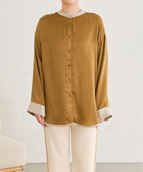 Ambre Neige（アンブルネージュ）の「ヴィンテージサテンシャツ／【WEB/EC限定商品】（シャツ/ブラウス・レディース・アイボリー/マスタード・FREE）」の18枚目の写真