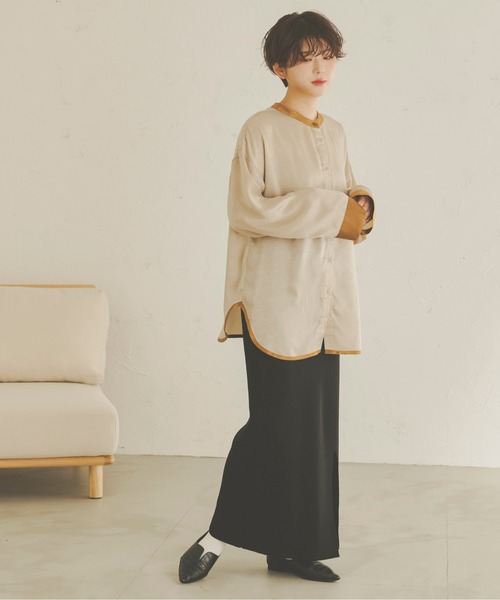 Ambre Neige（アンブルネージュ）の「ヴィンテージサテンシャツ／【WEB/EC限定商品】（シャツ/ブラウス・レディース・アイボリー/マスタード・FREE）」の5枚目の写真