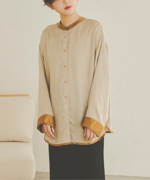 Ambre Neige（アンブルネージュ）の「ヴィンテージサテンシャツ／【WEB/EC限定商品】（シャツ/ブラウス・レディース・アイボリー/マスタード・FREE）」の3枚目の写真