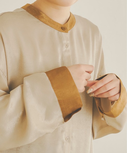 Ambre Neige（アンブルネージュ）の「ヴィンテージサテンシャツ／【WEB/EC限定商品】（シャツ/ブラウス・レディース・アイボリー/マスタード・FREE）」の6枚目の写真