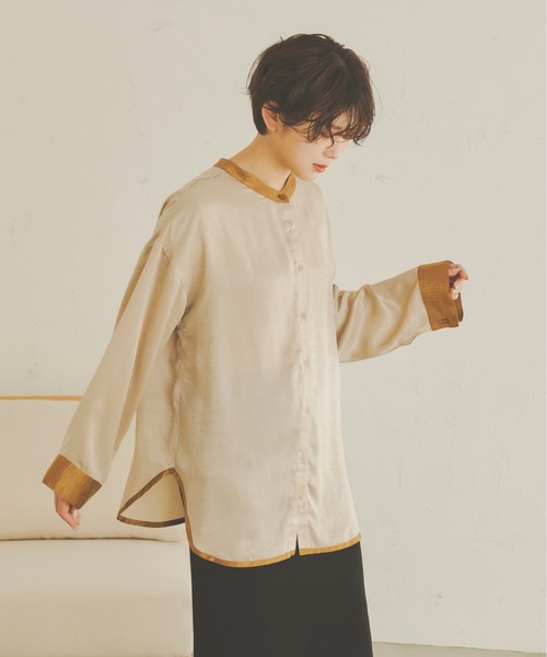 Ambre Neige（アンブルネージュ）の「ヴィンテージサテンシャツ／【WEB/EC限定商品】（シャツ/ブラウス・レディース・アイボリー/マスタード・FREE）」の7枚目の写真