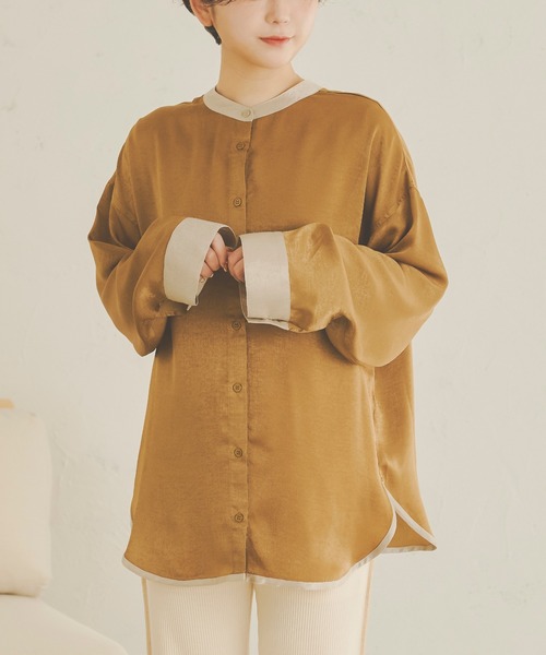 Ambre Neige（アンブルネージュ）の「ヴィンテージサテンシャツ／【WEB/EC限定商品】（シャツ/ブラウス・レディース・アイボリー/マスタード・FREE）」の13枚目の写真