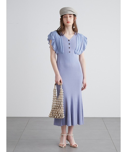 LILY BROWN 新品✨シフォンドッキングノースリワンピース　マーメイド LILY BROWN 新品✨シフォンドッキングノースリワンピース