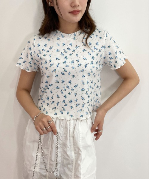 EPIMI E'PIMMY（エピミエピミー）の「配色メローコンパクトリブTシャツ（Tシャツ/カットソー・レディース・ホワイト/ブラック/オフホワイト/杢グレー・MEDIUM）」の2枚目の写真