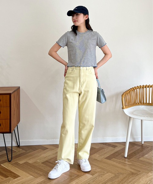 EPIMI E'PIMMY（エピミエピミー）の「配色メローコンパクトリブTシャツ（Tシャツ/カットソー・レディース・ホワイト/ブラック/オフホワイト/杢グレー・MEDIUM）」の12枚目の写真