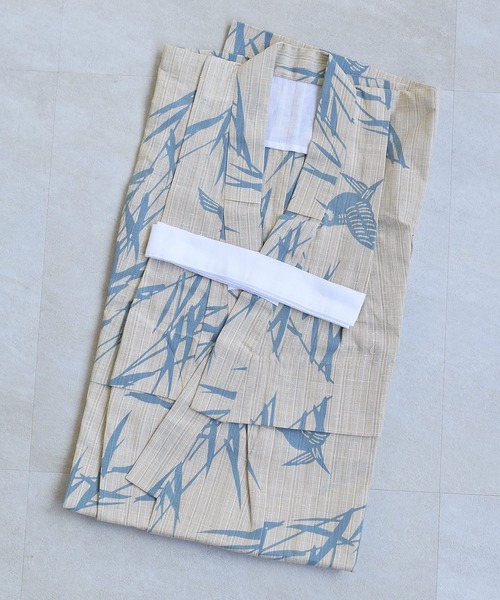 utatane(ウタタネ)の「キッズ浴衣3点セット 男の子 utatane×注染工房 先染めベージュにミントつばめ(浴衣・キッズ・ベージュ・110cm/120cm/100cm/130cm)」の7枚目の写真