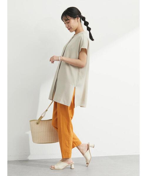 Green　Parks（グリーンパークス）の「フロント比翼チュニック（シャツ/ブラウス・レディース・サックスブルー/オレンジ/グレイッシュベージュ/ダークネイビー・FREE）」の7枚目の写真