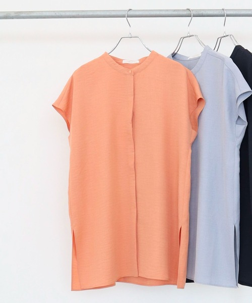 Green　Parks（グリーンパークス）の「フロント比翼チュニック（シャツ/ブラウス・レディース・サックスブルー/オレンジ/グレイッシュベージュ/ダークネイビー・FREE）」の4枚目の写真