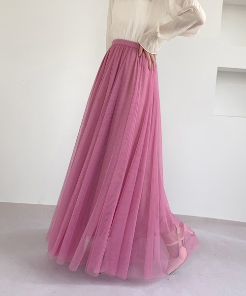 Diosfront(ディオスフロント)の「チュールエアリーボリュームロングスカート(スカート・レディース・パープル/ブラック/ベージュ/ピンク/ブルー・L/M)」の20枚目の写真