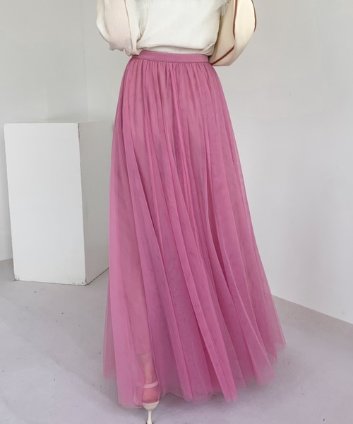 Diosfront(ディオスフロント)の「チュールエアリーボリュームロングスカート(スカート・レディース・パープル/ブラック/ベージュ/ピンク/ブルー・L/M)」の22枚目の写真