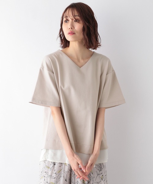 GLOBAL WORK（グローバルワーク）の「フェイクレイヤーＶネックプルオーバー/278863（Tシャツ/カットソー・レディース・ブラック/ブルー/グレイッシュベージュ・MEDIUM/LARGE）」の5枚目の写真