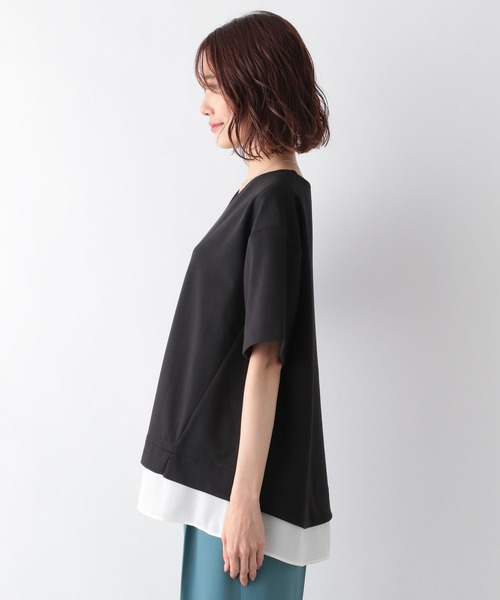 GLOBAL WORK（グローバルワーク）の「フェイクレイヤーＶネックプルオーバー/278863（Tシャツ/カットソー・レディース・ブラック/ブルー/グレイッシュベージュ・MEDIUM/LARGE）」の6枚目の写真