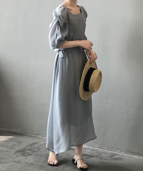 c.u.l（シーユーエル）の「シフォンスクエアネックワンピース culw236（ワンピース・レディース・アイボリー/ブルー・L/M）」の16枚目の写真