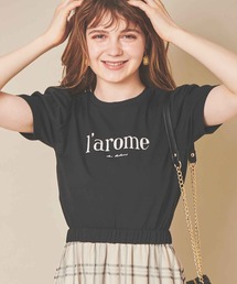 タック&ギャザースリーブロゴTシャツ