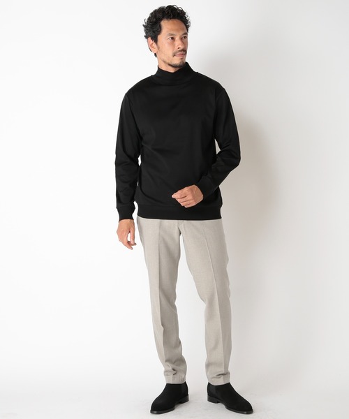 MEN'S BIGI（メンズビギ）の「60/2マーセライズジャージモックネックニット（ニット/セーター・メンズ・ブラック/オフホワイト/オレンジ・01/02/03）」の5枚目の写真