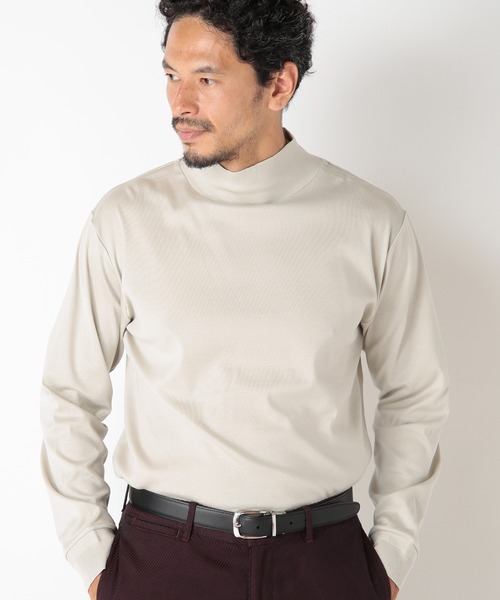 MEN'S BIGI（メンズビギ）の「60/2マーセライズジャージモックネックニット（ニット/セーター・メンズ・ブラック/オフホワイト/オレンジ・01/02/03）」の14枚目の写真