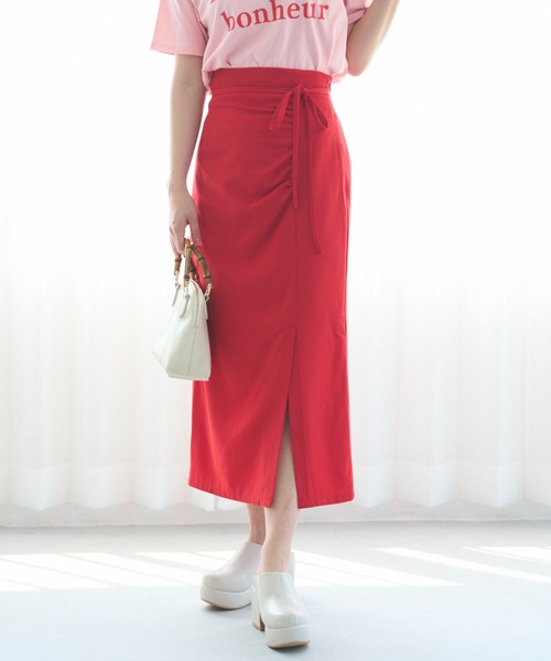 FREE'S MART（フリーズマート）の「【Sシリーズ対応】◆ドロストフロントスリットナロースカート（スカート・レディース・ブラック/ベージュ系その他/レッド・X-SMALL/SMALL/MEDIUM）」の3枚目の写真