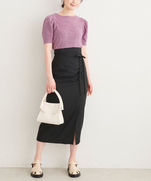FREE'S MART（フリーズマート）の「【Sシリーズ対応】◆ドロストフロントスリットナロースカート（スカート・レディース・ブラック/ベージュ系その他/レッド・X-SMALL/SMALL/MEDIUM）」の12枚目の写真