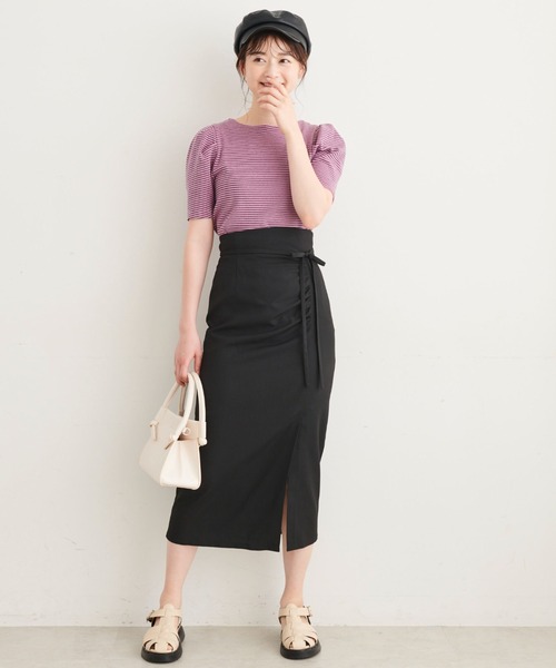 FREE'S MART（フリーズマート）の「【Sシリーズ対応】◆ドロストフロントスリットナロースカート（スカート・レディース・ブラック/ベージュ系その他/レッド・X-SMALL/SMALL/MEDIUM）」の13枚目の写真