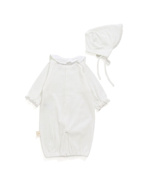 MAKE YOUR DAY(メイクユアデイ)の「ボンネット付きセレモニー2WAYオール(ロンパース・キッズ・オフホワイト・50-70cm)」の2枚目の写真